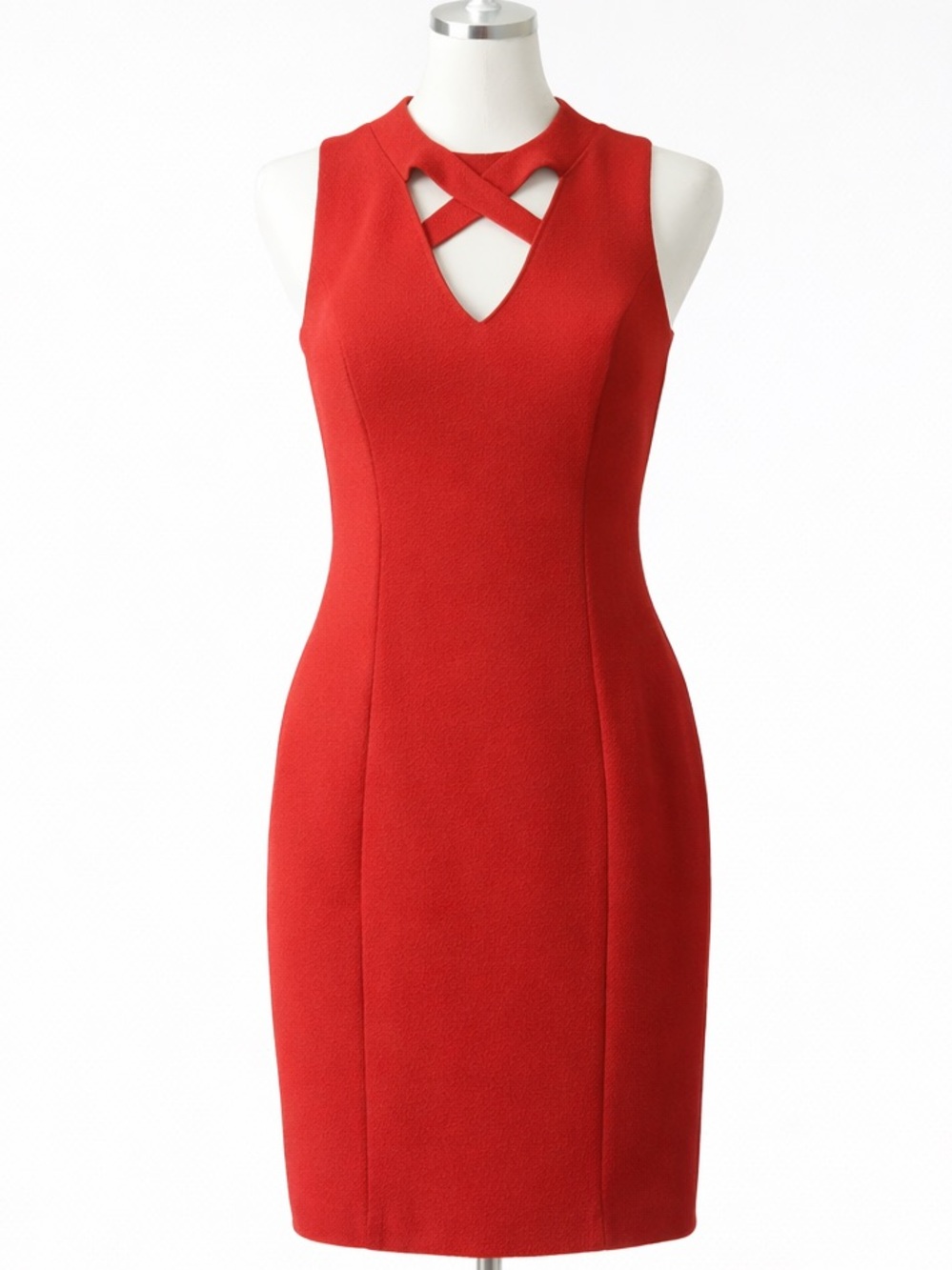 GUESS Red Sleeveless Midi Dress Crisscross Neckline sexy party statement piece 4